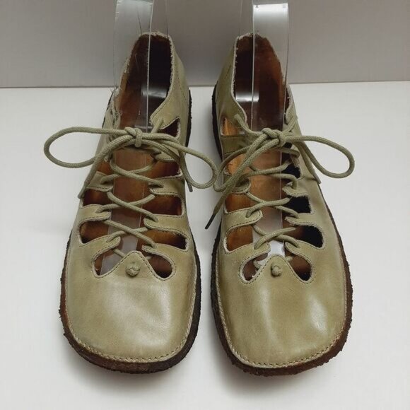 GROUNDHOG Ashland Chunky Gum Sole Lace-Up Square Toe Boho Shoes Sage Green Sz 6 - Picture 5 of 16